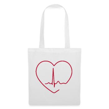Herzschlag-EKG-Linie Medizinischer Pulswellen-Ikon-Vektor - Stoffbeutel - Weiß - Vorne