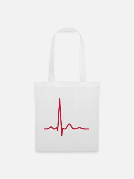 Herzschlag-EKG-Linie Medizinischer Pulswellen-Ikon-Vektor - Stoffbeutel - Weiß