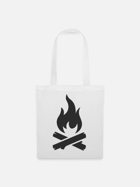 Lagerfeuer-Logo-Symbol - Stoffbeutel - Weiß