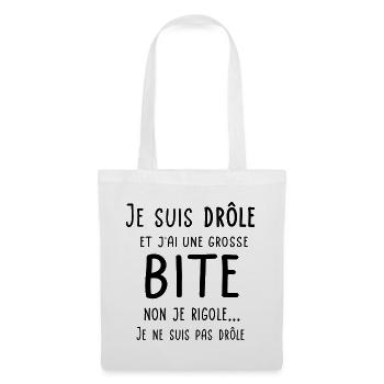 Je suis drôle et j'ai une grosse bite - Sac en tissu - blanc - Devant