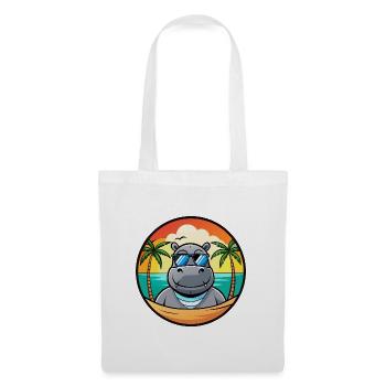 Nilpferd Lustige Cartoon Sommer Strand Sonnenbrille Cool - Stoffbeutel - Weiß - Vorne