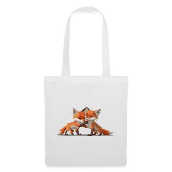 Low-poly Fox Cubs - Stoffbeutel - Weiß - Vorne