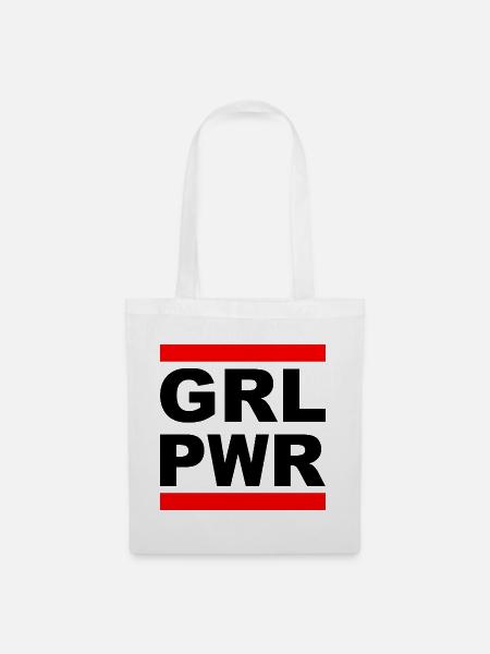 Girl Power "GRL PWR" - Zeig deine Stärke! - Stoffbeutel - Weiß
