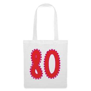 80. 80 ANS. 80e ANNIVERSAIRE. ANNIVERSAIRE 80 ANS. - Sac en tissu - blanc - Devant