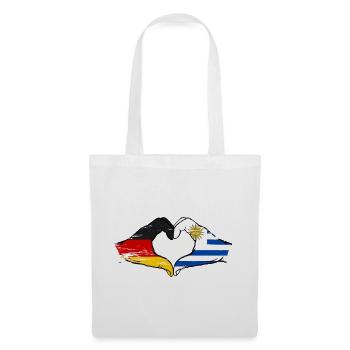 Deutschland Uruguay Flagge Hände Herzform used - Stoffbeutel - Weiß - Vorne