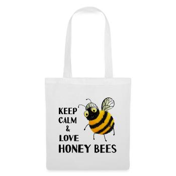 Keep calm and love Honey Bees - Bienen Motiv - Stoffbeutel - Weiß - Vorne