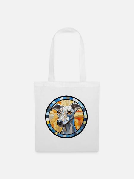 Whippet Hunderasse Aquarellglas - Stoffbeutel - Weiß