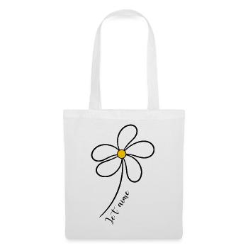 ICH LIEBE DICH. ICH LIEBE DICH. LIEBE. LIEBE. HERZ. BLUME - Stoffbeutel - Weiß - Vorne