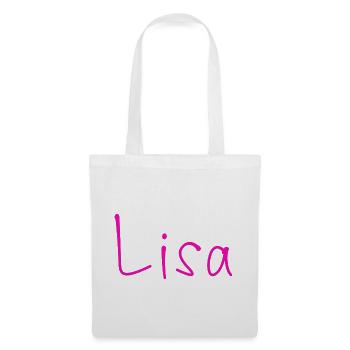 Lisa Schriftzug Neonpink - Stoffbeutel - Weiß - Vorne