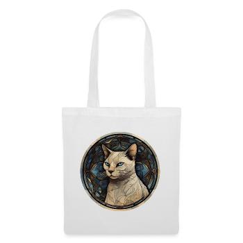 Thailändische Katzenrasse Aquarell Glasmalerei - Stoffbeutel - Weiß - Vorne