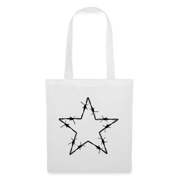 Stacheldraht 5 Eck Stern - Geschenkidee Tattoo - Stoffbeutel - Weiß - Vorne