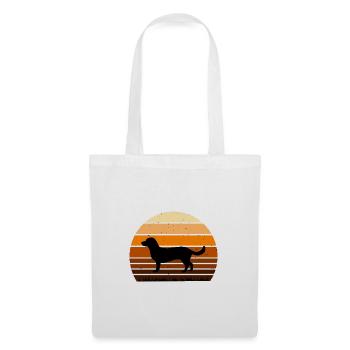 Alpine Dachsbracke Hund Silhouette Retro Sonnenuntergang - Stoffbeutel - Weiß - Vorne
