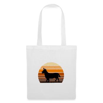 Lancashire Heeler Hund Liebe Silhouette Retro Sonnenuntergang - Stoffbeutel - Weiß - Vorne