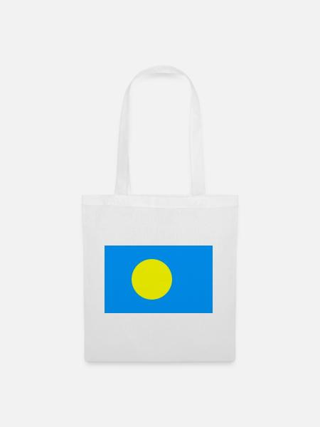 Palau – Sonnenflagge auf blauem Hintergrund - Stoffbeutel - Weiß