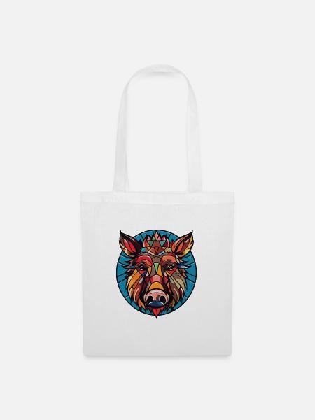 Wildschwein Buntes Aquarell Tier Haustier Illustration - Stoffbeutel - Weiß
