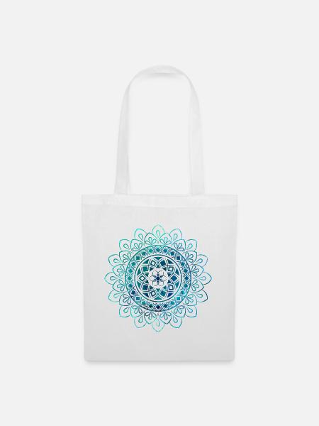 Mandala - Blau - Stoffbeutel - Weiß