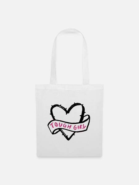 Tough Girl Heart pink - Stoffbeutel - Weiß