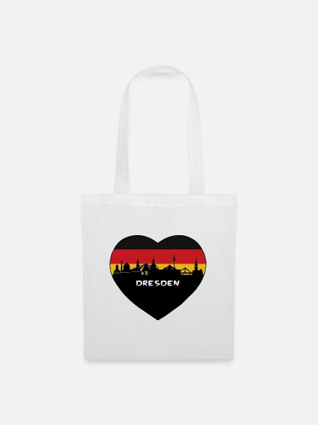 Flaggen-Skyline-Reise-Andenken Dresdens Deutschland - Stoffbeutel - Weiß