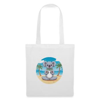 Koala-Karikatur-Yoga-Strand-Sommer-Illustration - Stoffbeutel - Weiß - Vorne