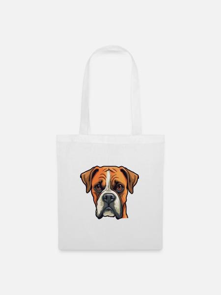 Boxer Hund Rasse Cartoon Kawaii Illustration - Stoffbeutel - Weiß