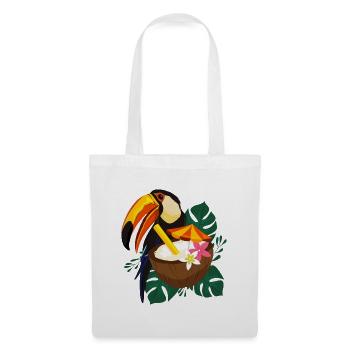 Tropischer Toucan mit Sonne - Sommer Design - Stoffbeutel - Weiß - Vorne