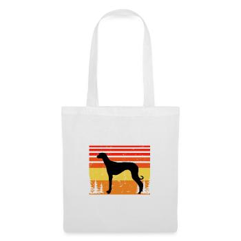 Alter kroatischer Windhund Hund Silhouette Retro Sonne - Stoffbeutel - Weiß - Vorne
