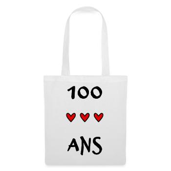 100. 100 JAHRE. 100-JÄHRIGES JUBILÄUM. 100. GEBURTSTAG - Stoffbeutel - Weiß - Vorne