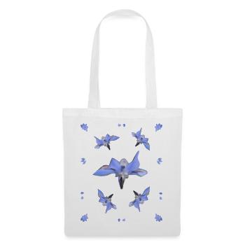 Borretsch Muster blaue Blumen lila Blüten - Stoffbeutel - Weiß - Vorne