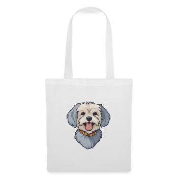 Dandie Dinmont Terrier Hunderasse Aquarell Cartoo - Stoffbeutel - Weiß - Vorne