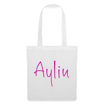 Aylin NeonPink Schriftzug - Stoffbeutel - Weiß - Vorne