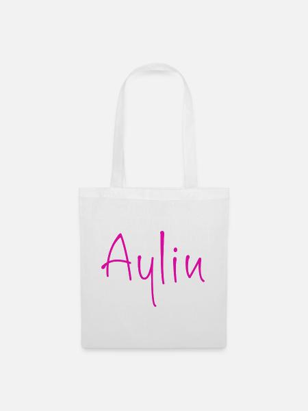 Aylin NeonPink Schriftzug - Stoffbeutel - Weiß