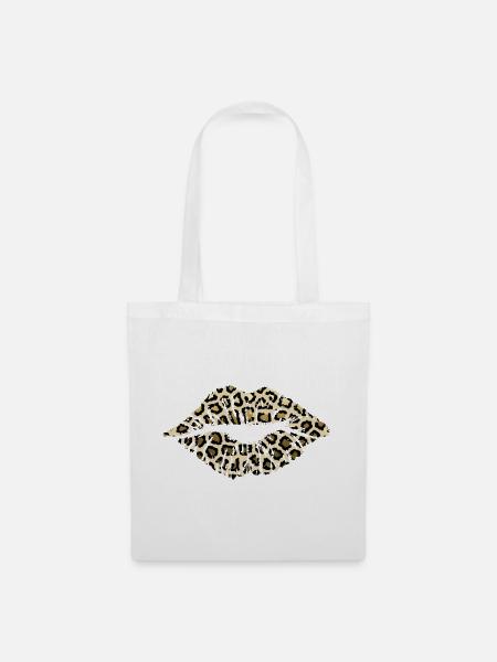 Lippen Leopard - Stoffbeutel - Weiß
