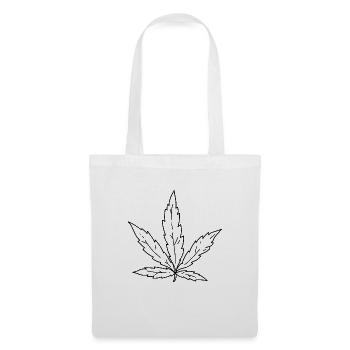 Hanfblatt – Minimalistisches Cannabis Design - Stoffbeutel - Weiß - Vorne
