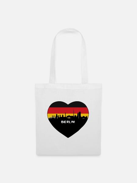 Flaggen-Skyline-Reise-Andenken Berlin-Deutschland - Stoffbeutel - Weiß