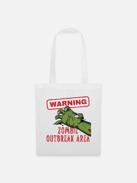 Warnung Zombie Outbreak Area Brain Eater - Stoffbeutel - Weiß