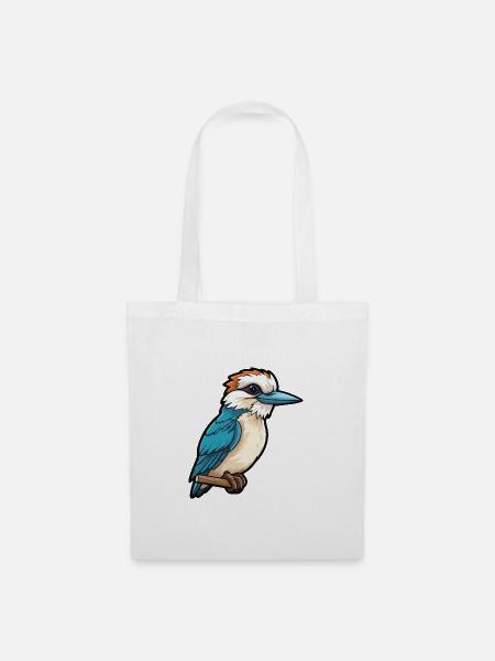 Kookaburra Cartoon Kawaii Aquarell Illustration - Stoffbeutel - Weiß