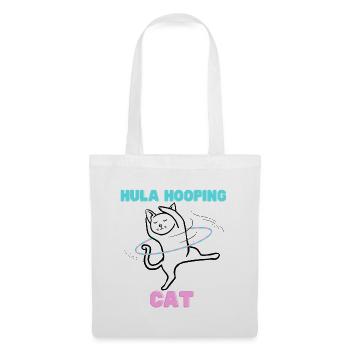Hula Hooping Katze - Funny Dance Kitty - Stoffbeutel - Weiß - Vorne