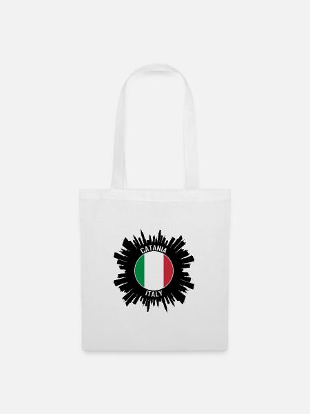 Catania Skyline Italien Flagge Reise Souvenir - Stoffbeutel - Weiß