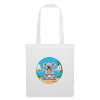 Koala-Karikatur-Yoga-Strand-Sommer-Illustration - Stoffbeutel - Weiß - Vorne