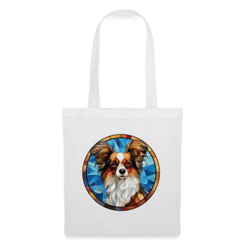 Papillon Hunderasse Aquarellglas - Stoffbeutel - Weiß - Vorne