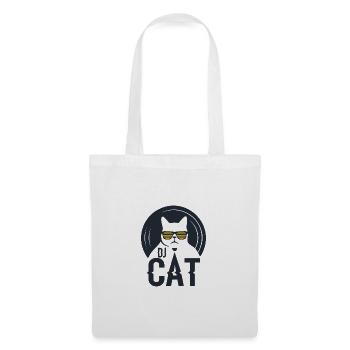 DJ Cat - Katze mit Sonnenbrille Vinyl - Stoffbeutel - Weiß - Vorne