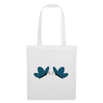 Blaue Schmetterlinge Natur Geschenk Damen  - Stoffbeutel - Weiß - Vorne