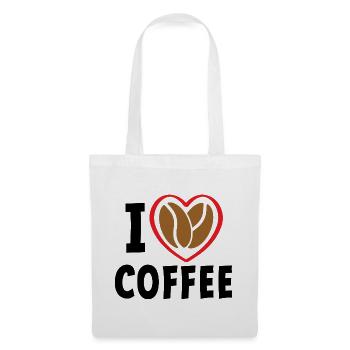 Slogan Liebe Kaffee, ich liebe Kaffee. Herz - Stoffbeutel - Weiß - Vorne