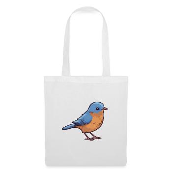 Östliche Blauvogel-Karikatur-Kawaii-Illustration - Stoffbeutel - Weiß - Vorne
