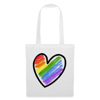 Regenbogenfahne LGBTQ Herz - Stoffbeutel - Weiß - Vorne