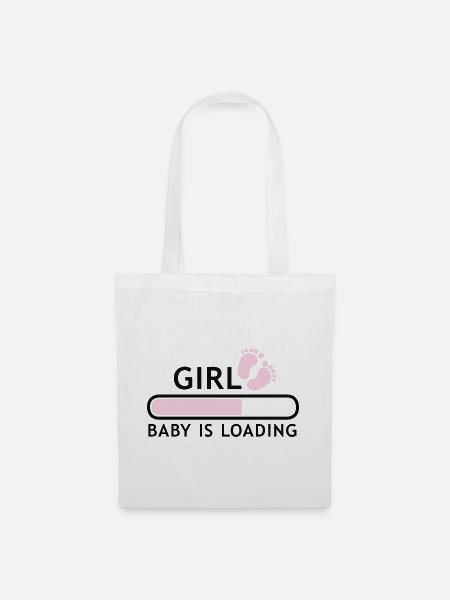 Girl baby is loading Babybauch schwanger Fuß - Stoffbeutel - Weiß