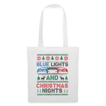 Blaue Lichter und Weihnachtsnächte Polizei Weihnac - Stoffbeutel - Weiß - Vorne