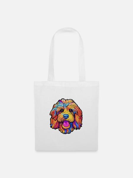 Cockapoo Hunderasse Cartoon Kawaii Illustration - Stoffbeutel - Weiß