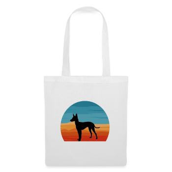 Cirneco Dell Etna Hund Liebe Silhouette Retro Sonnenuntergang - Stoffbeutel - Weiß - Vorne