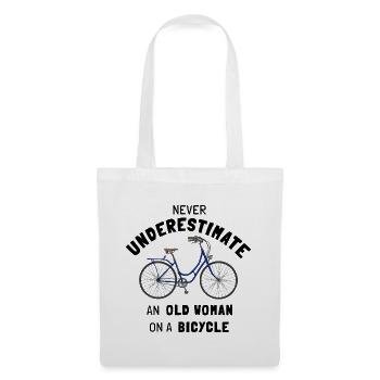 Never underestimate an old Woman on a Bicycle - Stoffbeutel - Weiß - Vorne